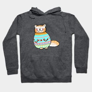 funny cat in winter sweater Hoodie